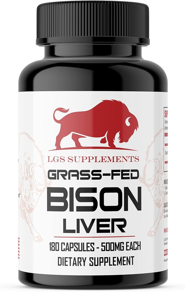 Grass Fed Bison Liver Capsules Supports Energy Production, Detoxification, Ditraffic, Imunity, Natural Iron Non-GMO, Freeze Liver Health Supplemen, 3000mg