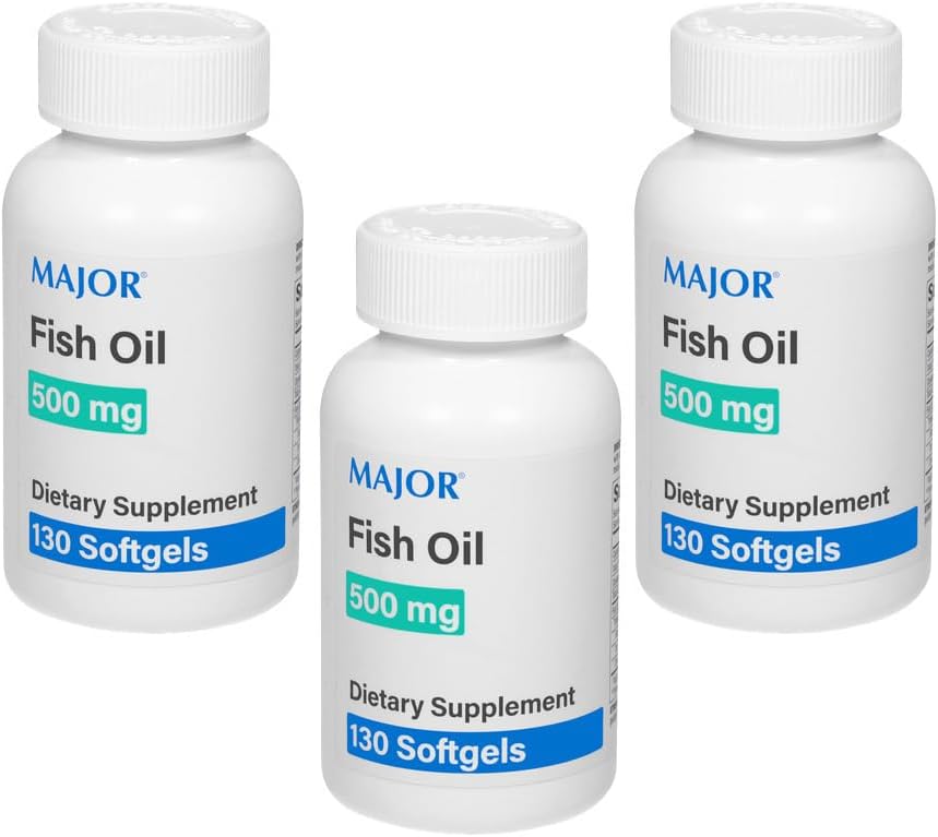 MAJOR Oil Ikan 500mg Softgel - Omega- 3 Tambahan Minyak Ikan - Tambahan Diet - 130 Cacah (3 Pack)