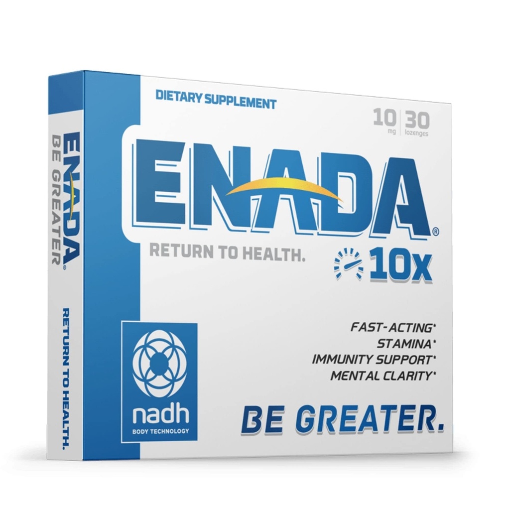 ENADA 10X NADH Tambahan dengan Fast Acting Formula untuk Lifestyle Aktif 124; Natural Energy Booster Besar untuk Jet Lag, Atletic Performance & Study 124; Improve Stamina and Mental Clarity 124; 30 Lozenge
