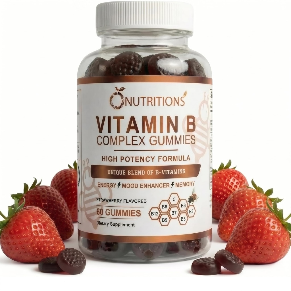 O NUTRITITIONS Vitamin B Kompleks Vegan Mil dengan Vitamin B12, B7 sebagai Biotin, B6, B3 sebagai Niasin, B6, B8, B9 sebagai Felope untuk Stress, Energy and Healthy Ammune System (1 Pack)