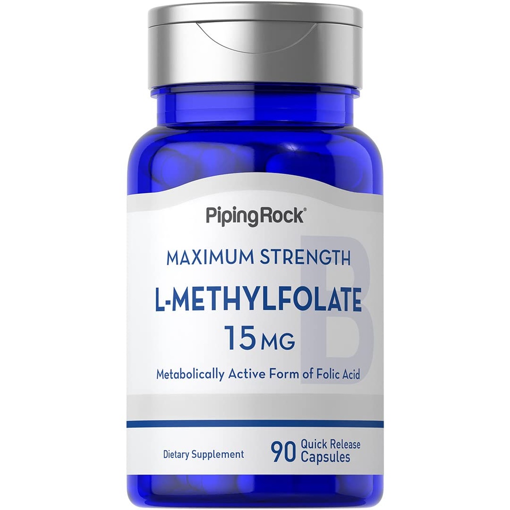 Piping Rock L Methylfolat 15 mg 124; 90 Capsules 12.4; Max Potency 14; Active Folic Acid Suplemen 126; Non-GMO, Gluten Free