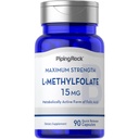 Piping Rock L Methylfolat 15 mg 124; 90 Capsules 12.4; Max Potency 14; Active Folic Acid Suplemen 126; Non-GMO, Gluten Free