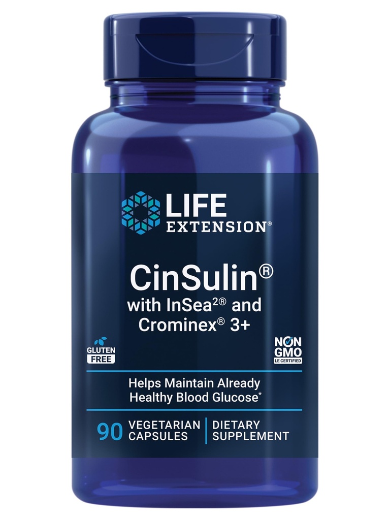 Hidup Ekstensi CinSulin ® dengan InSe2 ® dan Crominex £3 +, shilajit, amla Fruit, Cinnamon, Brown Seaweed, Pasokan Metabolisme dan Satiety, Gluten- Free, Non-GMO, Vegetarian, 90 Capsules