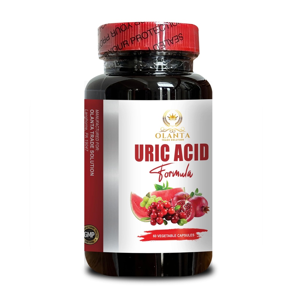 URIC Acid - Uric Acid Advanced Formula, Gabungan ketidaknyamanan, Remedy Natural, Acid Suplemen Uric, Lindungi Tract Urinary - 1 Botol 60 Kapsul