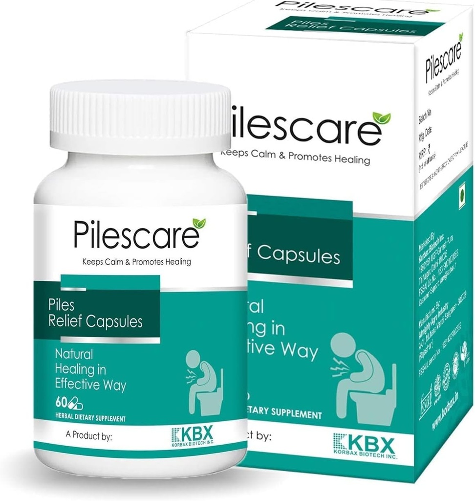 BETT 100% Kasules Care Natural Piles with (Rosanjana, Reeth, Neem, Triphala, Guggul, Moch Rasa, Shanh Bhitkari) 60 Capsules