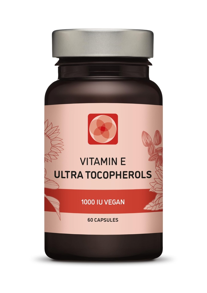 Vitamin E 1000 IU Ultra Tocopherol 450mg Vitamin E Vegan - All 4 Tocopherol - Alpha Tocosherol + Beta Tocosherol + Gamma Tocosherol + Delta Tocherol - Unique d Alpha (60)