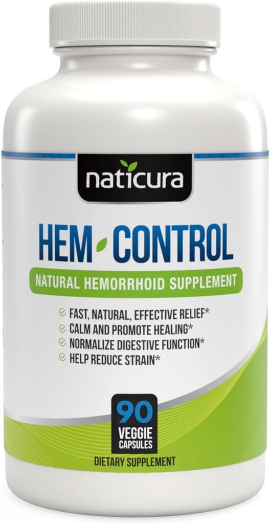 Hem-Control - Fast Effective Treatment Suplement - Powerful Formula to Promptom Relief, Shringing of Heemperhoid, Ease Discomfort - 90 Vegan Capsules - Made in USA