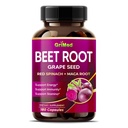GriMed Beet Root with Grape Seed Extract, Maca Root, Red Spinach & Ashwagandha - 180 Vegetable Capsules