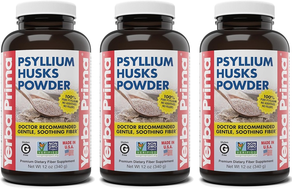 Yerba Prima Psyllium Husks Powder - 12 oz (Paket 3)