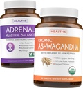 Adrenal & Ashwagandha (1 - Bulan Supply) Tenang & Energize Bundle - Dukungan Adrenal dengan L- Tyrosine (120 Capsules) & USDA Organik Ashwagandha 1350mg Ashwaganda Root Powder per Serve (60 Capsules)