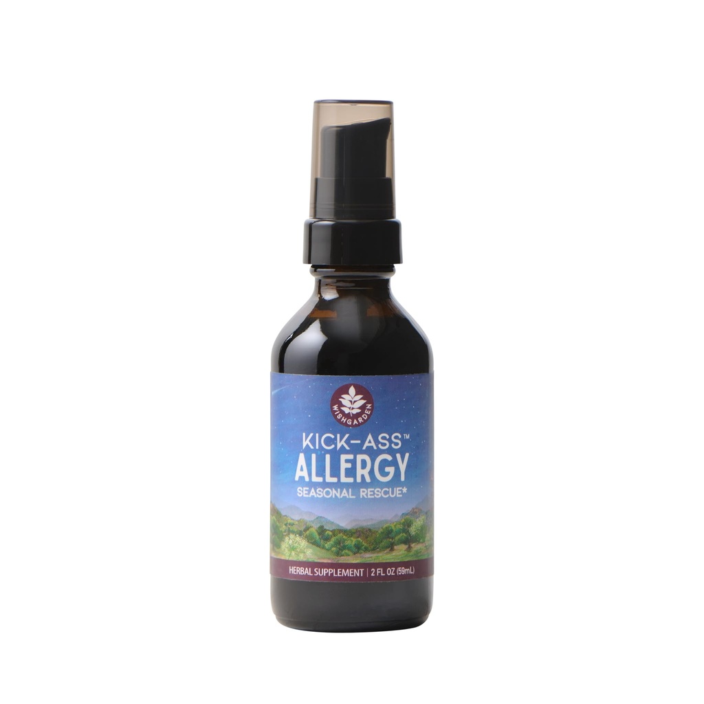 WishGarden Herbs Kick-Ass Allergy - Plant-Based Non-Drowsy Herbal Allergy Suplement with Nettle Leaf, Echinacea, & Yerba Santa, Supports Healthy Histamine Respon to Seasonal Irritants, 2oz