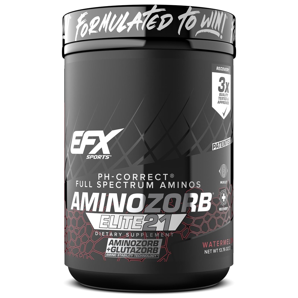 EFX Sports AminozOrb Elite 21: 124; PH. benar, Full Spectrum Aminos + Glutamine 124; Escule Aminos Aminos Amin4; Zero Sugars 124; 30 Pelayan (Watermelon)