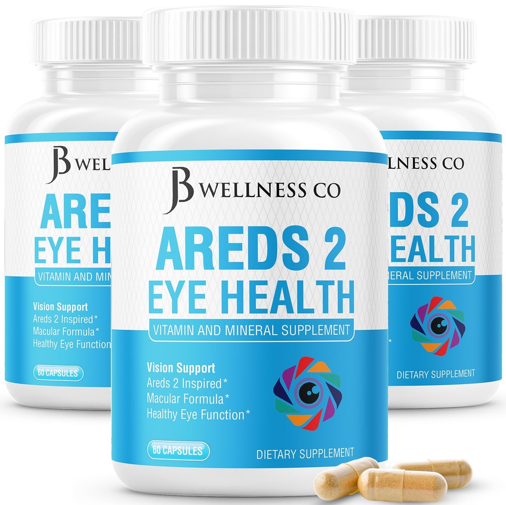 JB Wellness AREDS 2 Eye Vitamin & Mineral Suplemen, Berisi Lutein, Vitamin C, Dalxanthin, Zinc & Vitamin Enhance Vision Supplemen - 180 Count