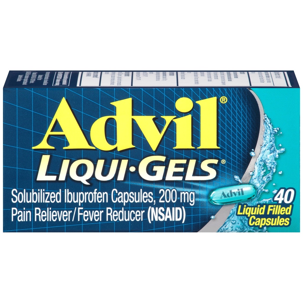 Advil Liqui- Gels Pain Reducer And Fever Reducer, Pain Medicine For Adults With Ibuprofen 200mg For Headache, Bacache, Menstrual Pain And Joint Pain Relief - 40 Liquid Filed Capsules