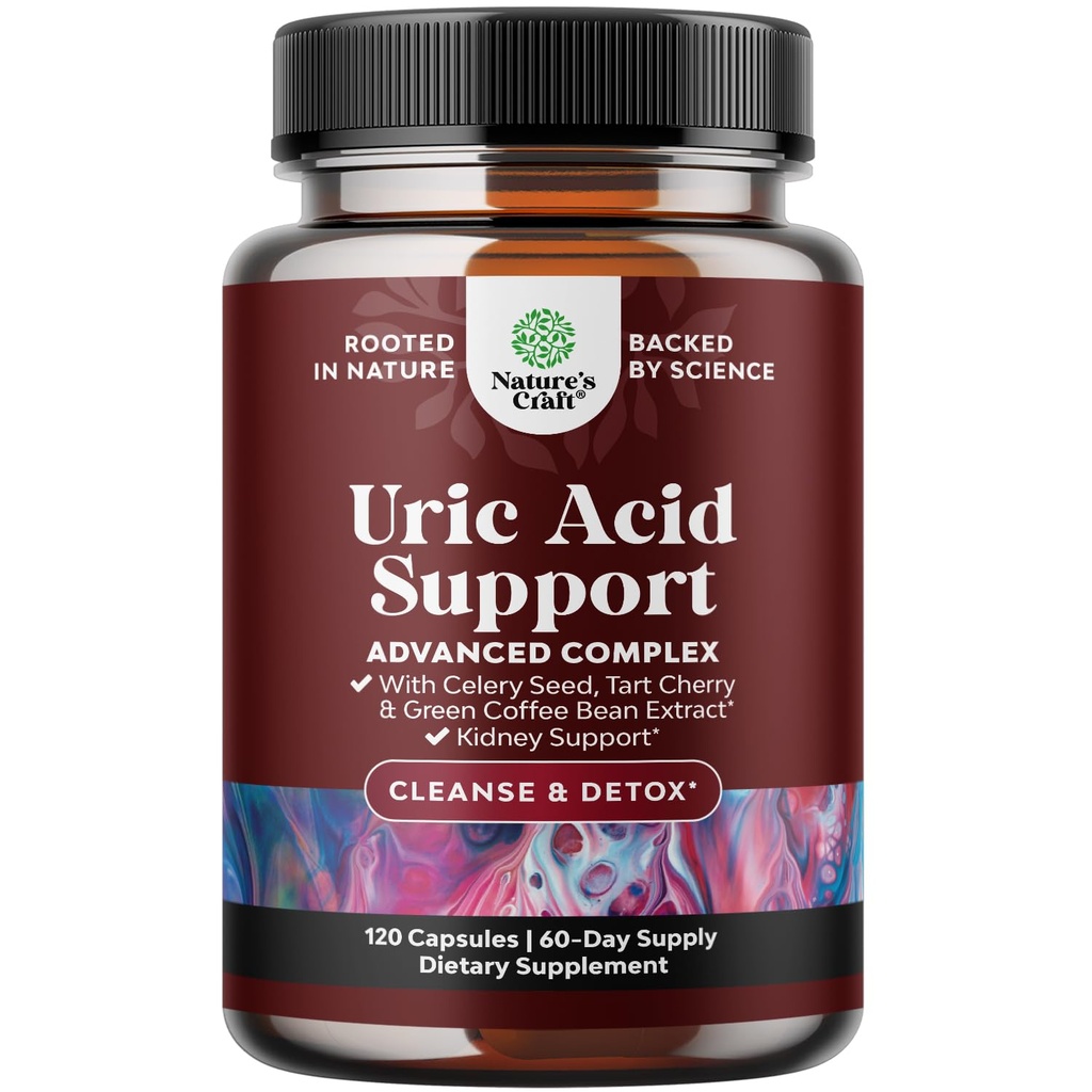 Green Coffee Bean Extract for Uric Acid Cleanse & Detox - Green Coffee Beans with Turmeric, Tart Cherry & Celery Benih untuk Dewasa - Daily Uric Acid Flush for Joints Duction & Kidney Cleanser - 120 Ct
