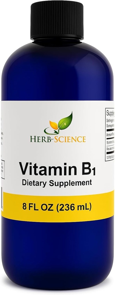 Liquid Vitamin B1 Drops - Daily Thiamine Supplement to Suppplement for Support Dibuble, Gugup System, Heart Health, Stress Relief, Natural Energy Booster - 500% DV, 288 Servis per Bottle - 8 f. oz