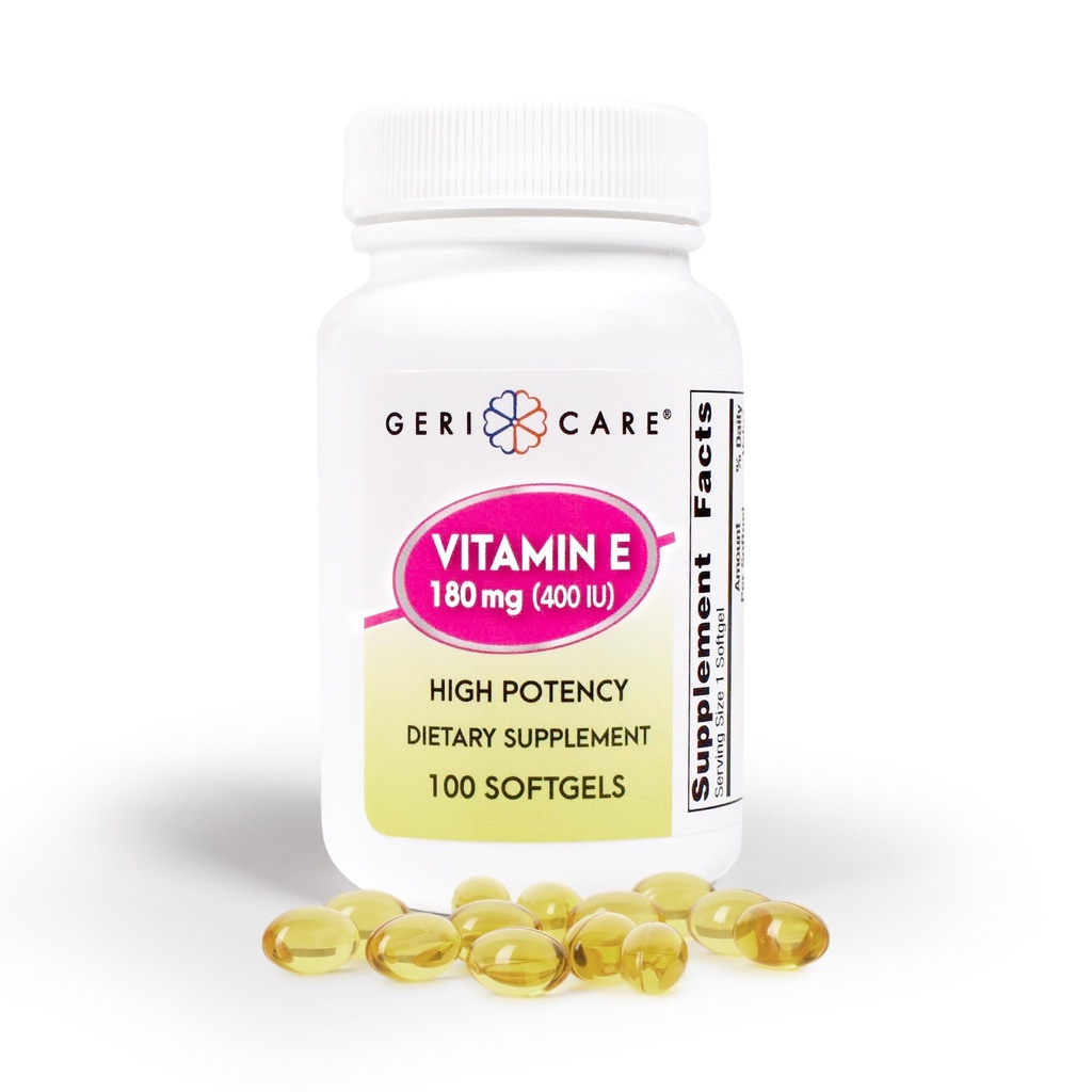 GeriCare High- Potency Vitamin E Kapsules - 400 IU untuk dukungan Skin & Imune, 180mg 124; 100 Count 126; Organik Vitamin E untuk Perempuan dan Pria