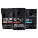 Penelitian Olahraga Antartika Krill Oil Omega 3 Mini- Softgels 500mg dengan Phospholipids, Cholin, Astaxanthin, Triple Kekuatan Omega 3 Burpless Fish 1250mg, Sugar Free Multi Flavor Hydrate Electrolite