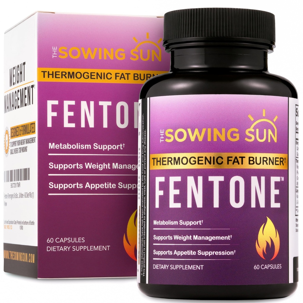 Fentone Thermogenic Fat Burner Energy Booster, Appetite Supresan, Clinically Studied Wheight Loss, Fat Burning, Phenylethylamine HCI, L- Carnitine, Ketones - 60 Diet Pills (1)