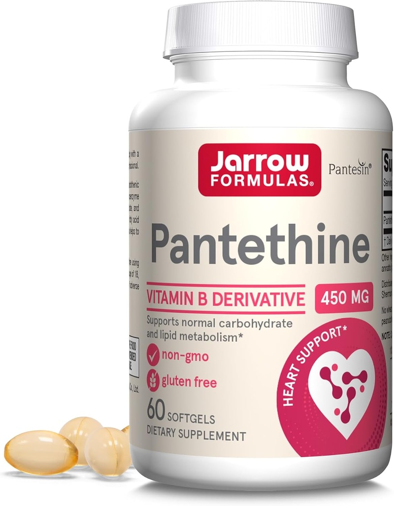 Jarrow Formulas Pantethy 450 mg - Derigly of Vitamin B560 Servings (Softgels Health, Carbohydrate & Lipid Metabolisme - Koenzim A (CoA) Pelosin - Pantothenic Aclement