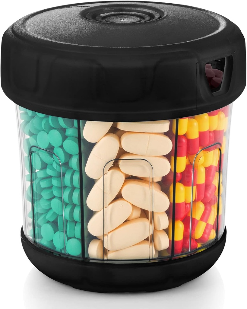 Extra Large Supplement Organizer dengan XL 7 Kompartemen, TPU Soft Lid Mudah untuk Muat dan Untuk Gunakan Pill Dispenser, 1 Bulan Vitamin Holder Medicine Penyimpanan