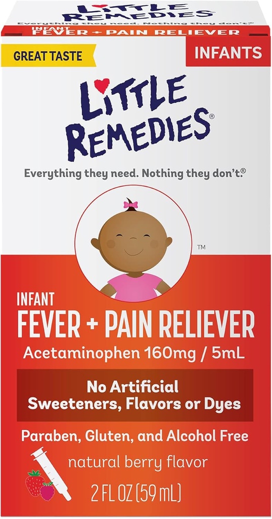 Little Obat-obatan Bayi, Demam Bayi dan Sakit Relief dengan Acetaminophen, Berry Flavor, 2 Fl Oz