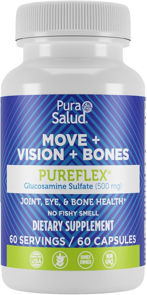 Dasar Brands Pura Puffy Glucosamin Sulfate 500mg, 60 Cacah (Paket 1)