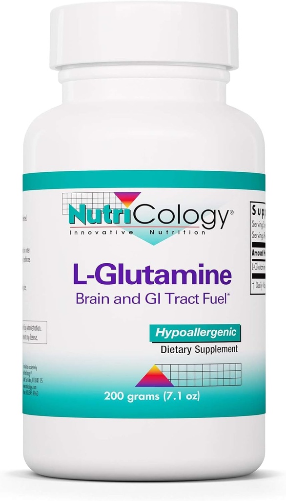 Nutricology L- Glutamine Powder - Gut Health for Men & Women, Free Form Amino Acid, Pure, 4.7g Suplemen - 7.1 Ounce