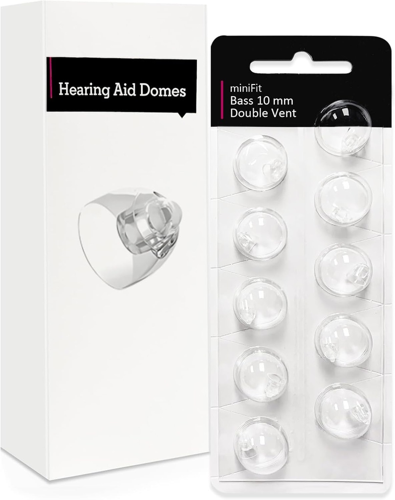Double Vent 10mm- Hearing Aid Domes for Oticon Minifit, Oticon Hearing Aid Supplies, Replacements Parts Universal Oticon Domes for Hearing Aids Cleaning Kits (10 Pcs)