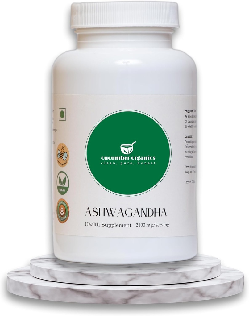 Ashwagandha Root Extract Supplement - 100 Kapsul, 600mg per Serving, Organik, Vegan, Non-GMO, Gluten- Free, Stress Relief & Imune Support