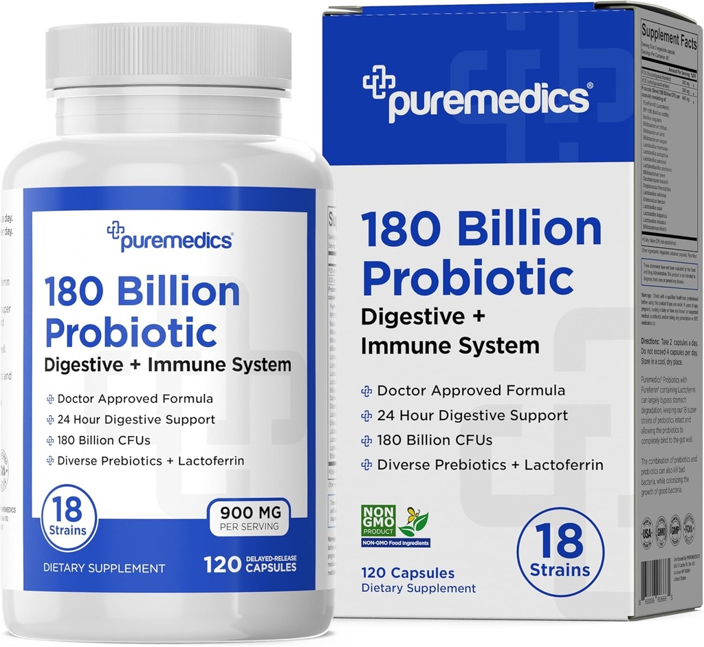Pilihan Formula Progitive 180 Milyar CFU - 18 Strains + Lactoferrin + Pregren - Imune, Digetical & Gut Health - Sembelit, Distipation, Gas & Bloating - for Women & Men - 120ct