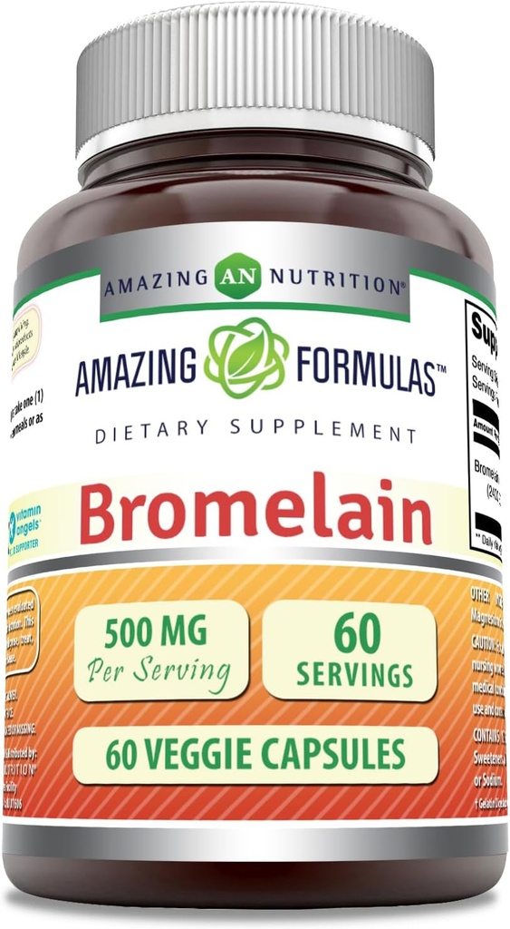 Menakjubkan Formulas Bromelain 500mg 2400 GDU, 60 Veggie Capsules 124; Non-GMO 124; Gluten Free Gluten Free 124; Made in USA 124; Ideal for Vegegarian