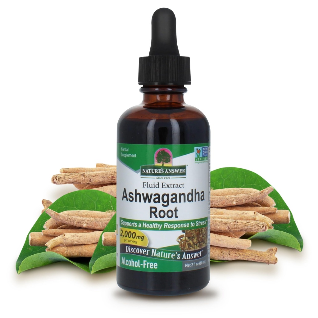 Nature 's Respons Ashwagandha Root 124; Herbal Supplemen Mempertahankan Fungsi Imuniune 124; Mendukung Tubuh Melawan Stres 124- Bebas, Alcohol- Bebas & Vegan 2oz