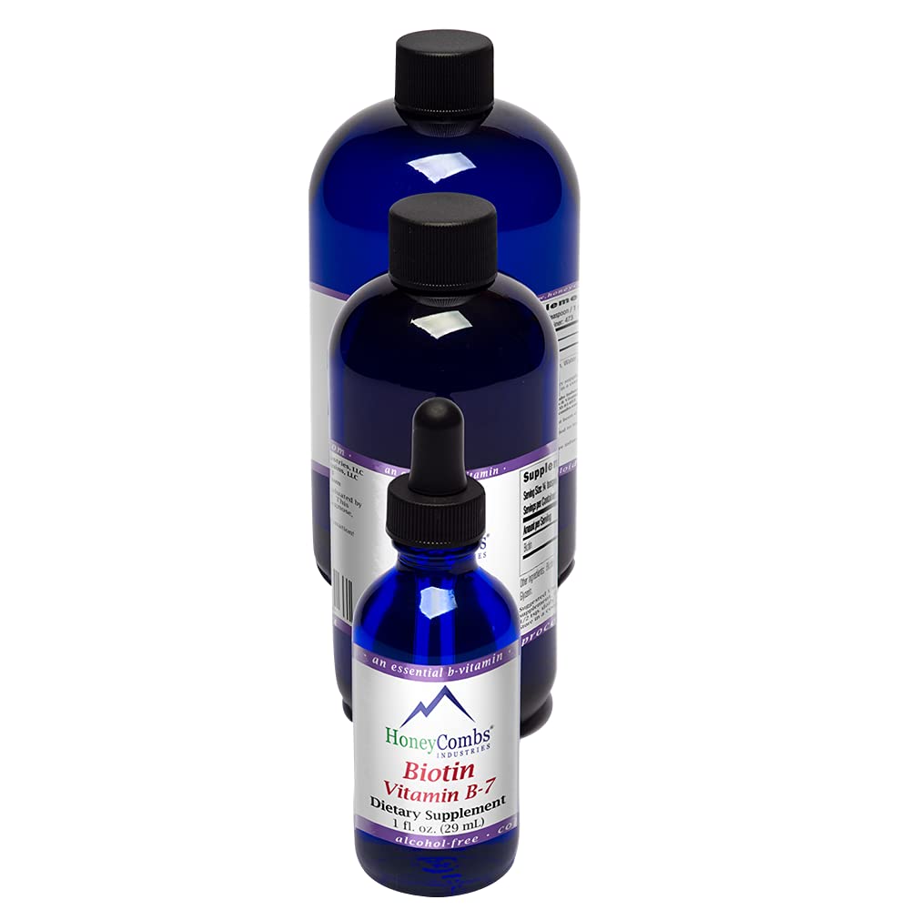 HoneyCombs Vitamin B7 (Biotin) Drops - Liquid Biotin Hair, Skin, Nails Suplemen - Dicarry & Hair Vitamin - Bebas, NON-GMO Vitamin Liquid for Heally Hair, Skin and Nails, 8 Fl Oz.