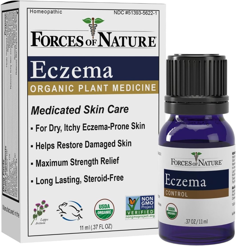 Pasukan Kontrol Ecsim Alam, Sensitif, Kering dan Itchy Skin Relief, Skoid- Free Skin Care untuk Flaret-Ups, Pengobatan Eczema untuk Dewasa, Obat Homeopati Organik, Fast-Acting, 11ml (0.37 ifl oz)