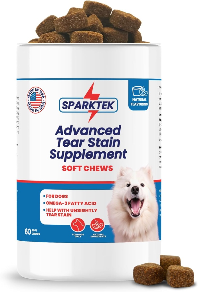 Tear Stain Soft cheat Suap Supports Dogs Eye Care Enhanced with Lutein Omega-6 Omega-3 Cranberry Extrates Helling Ear Stains Lubricates Eyes and Supports Immune System from Allergies