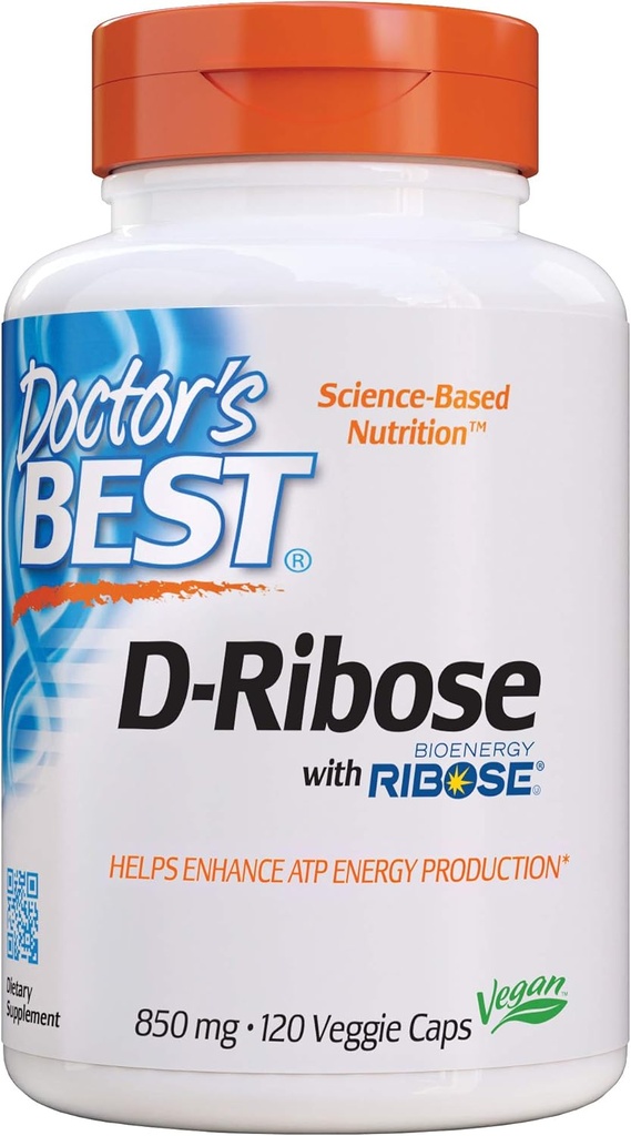 Dokter D-Ribose Terbaik, Mendukung Produksi Energi ATP, Non- GMO, Gluten Bebas, Soy Bebas, Vegan 120 Veggie Caps