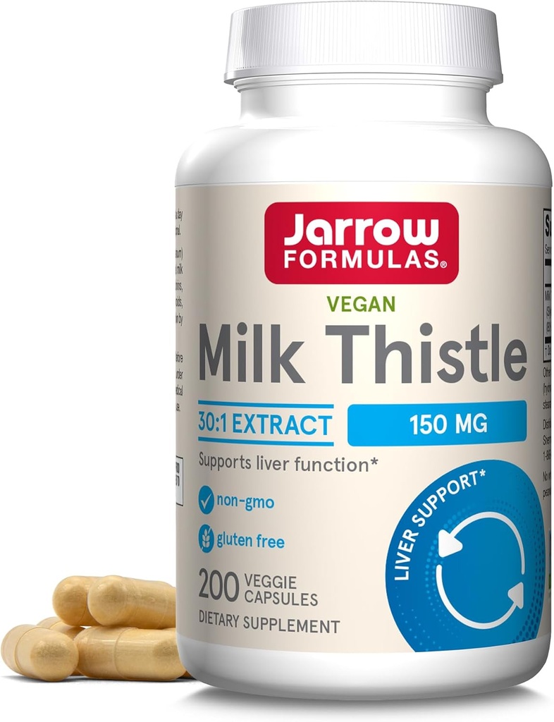 Jarrow Formula Milk Thistle 150 mg - 200 Veggie Capsules - Antioxidant Support Immune Response, Liver Fungsi & Glutathione - hingga 200 Servis