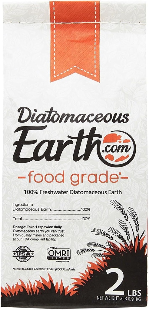 Diatomaceous Earth 2 Lbs Food Grade - 100% Organic All Natural Divernious Powder - Diametaceous for Mans is Safe Around Children - Includes Free Scoop