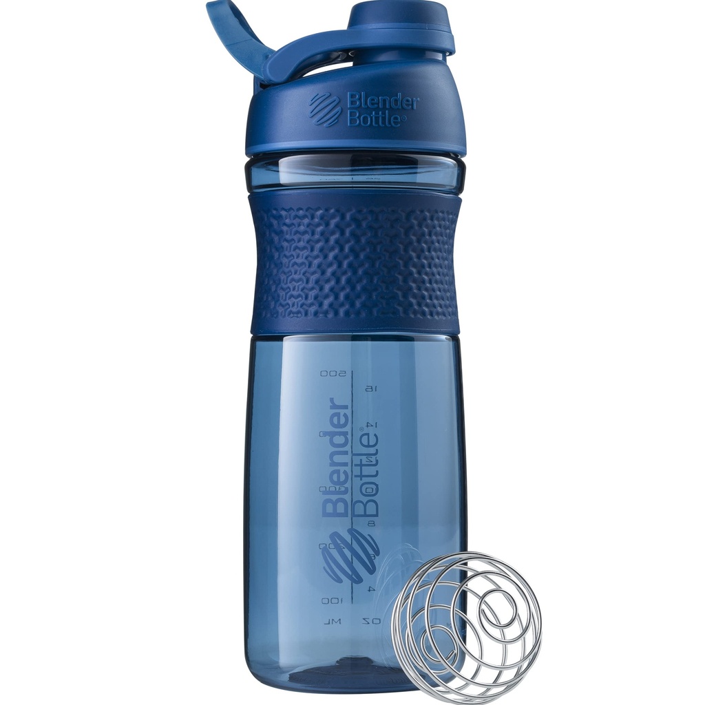 BlenderBottle SportMixer Shaker Bottle Perfect for Protein Shakes and Pre Workout, 28- Ounce, Navy