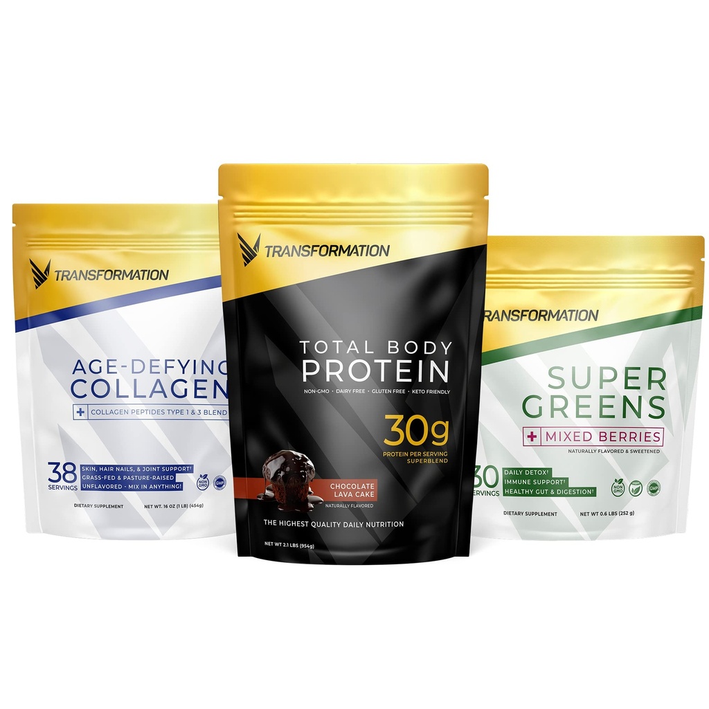 Transformasi Chocolate Protein Powder 124; 30G Multi- Protein Superblend + Grass- Fed Hydrolyzed Collagen Peptides Poundder - Rambut, Skin, Nails + Organik Menyampaikan Superfood Dupder - Imune & Energy Dukungan