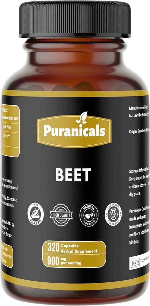 Beet Premium 320 Capsules Nitric Oxide Booster 124; Herbal Suplemen 124; 900 mg Per Serving 124; Dibuat dengan 100% Beetroot Powder murni (Beta Vulgaris)