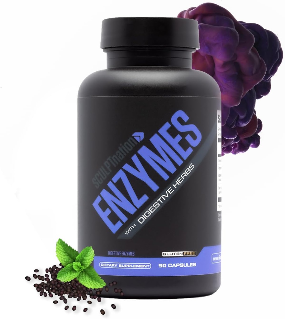 Skulpt Nation by V Shred Digetical Enzymes - Multi Enzyme for Ditraffic and Gut Health Support, Occational Bloating Relief for Women and Men - 90 Gluten- Free Capsules