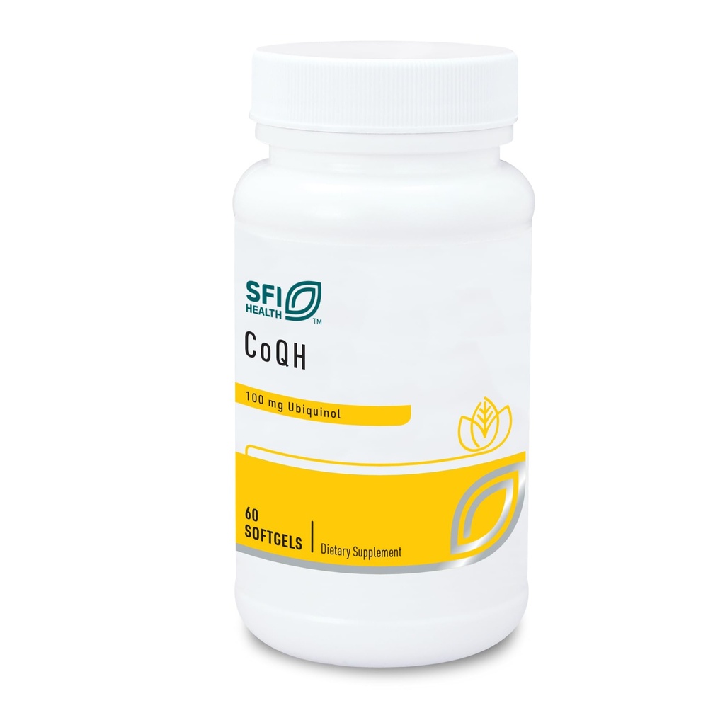 Klaire Labs SFI Health CoQH - hypoallergenic 100 Milligrams Mengurangi Koenzim Q10 sebagai Ubiquinol Solubilisasi dalam D- Limonene Oil untuk Dukungan Mitokondrial (60 Softgels)