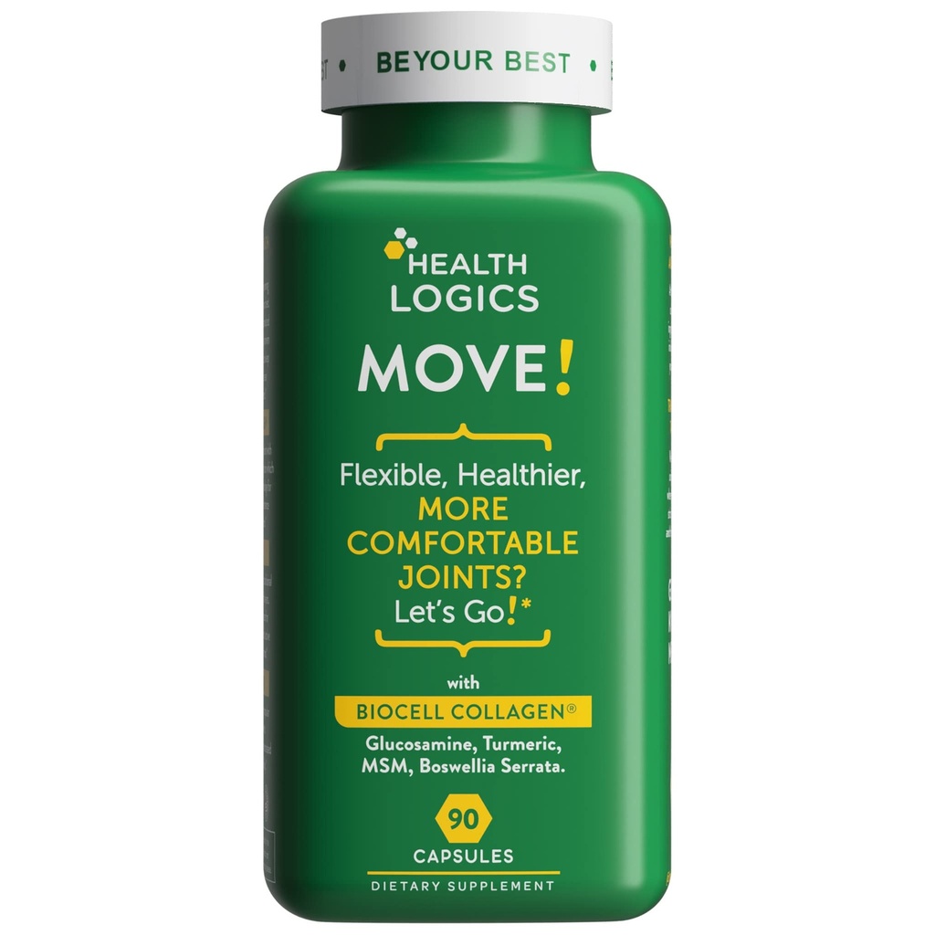 Logics Kesehatan Bergerak! Sehat Joints dengan BioCell Collagen, Glucosamin, MSM, Vitamin C, Turmeric Extract 95% Curcuminoid, Boswellia Serrata 124; Dukung Komfort Gabungan 124; Non-GMO 124; 90 Capsules