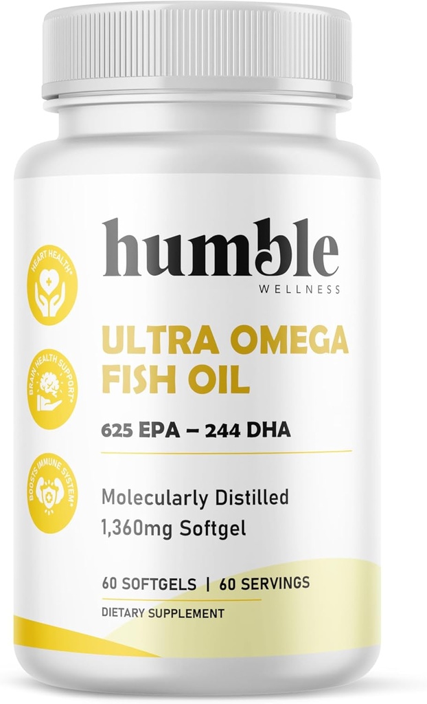 Hemble Ultra Omega - Suplemen Minyak Ikan Kekuatan Tinggi: 124; Konsentrasikan Ganda DHA & EPA