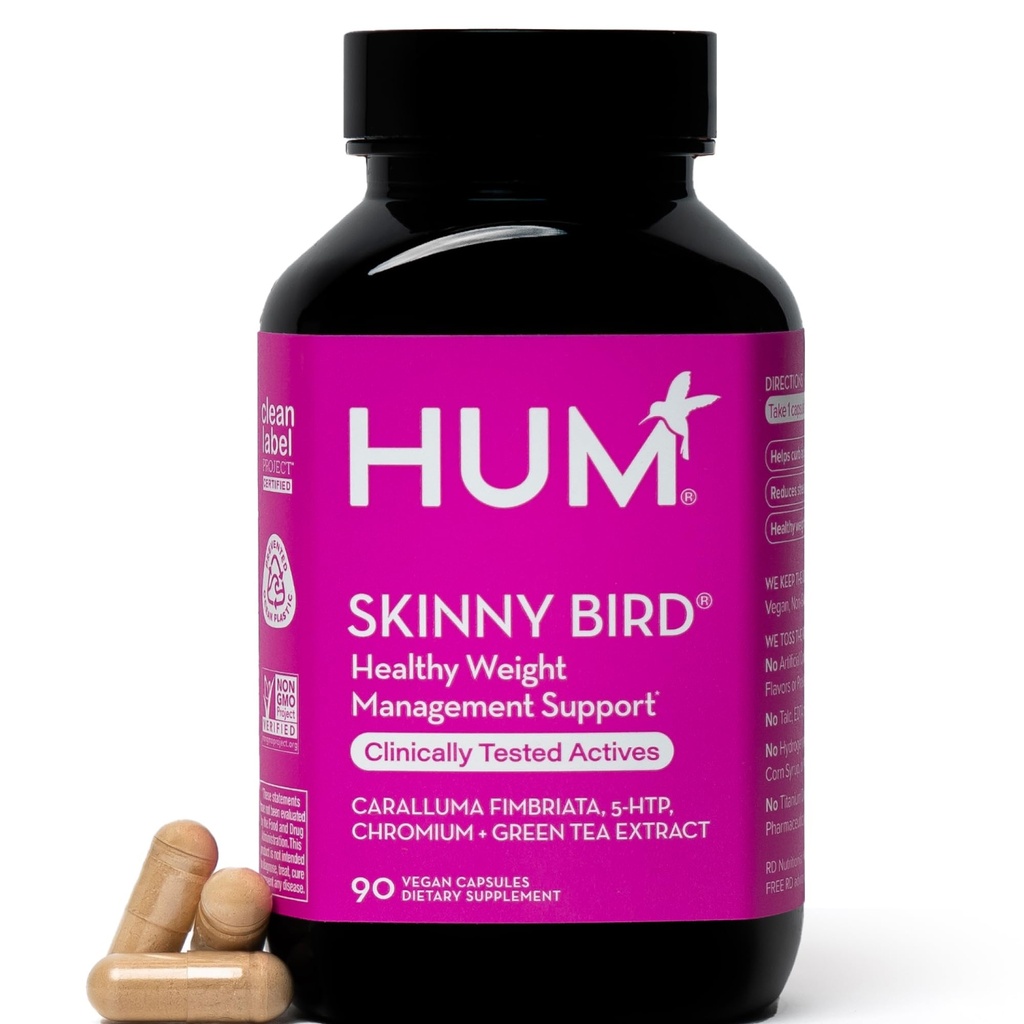 HUM Bird Green Tea Extract Appetite Dukungan untuk Perempuan dengan 5HTP, Chromium, Caralluma Fimbriata, Gluten Free dan Vegan, Green Tea Extract Capsules Suplemen untuk Perempuan, 90 Kapsul