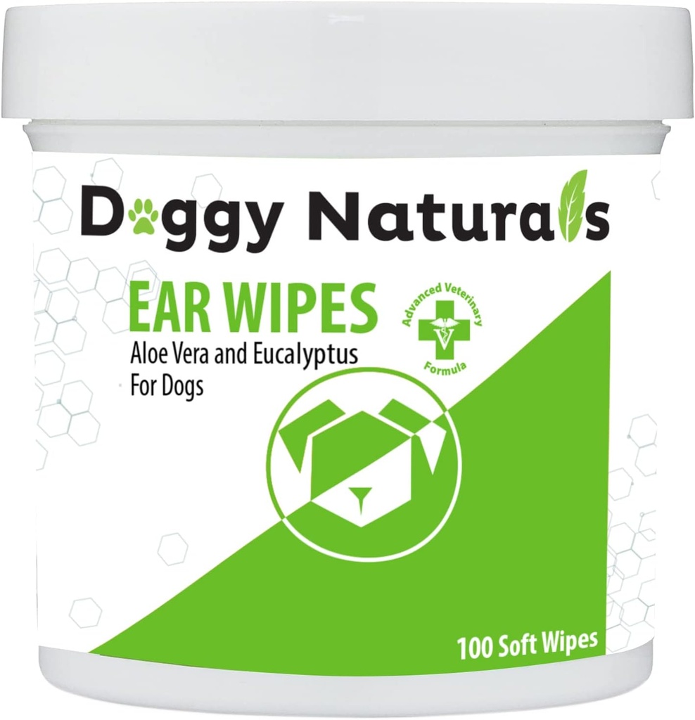 Dog Ear Cleaner Wipes dengan Aloe dan Eucalyptus (100 Count)