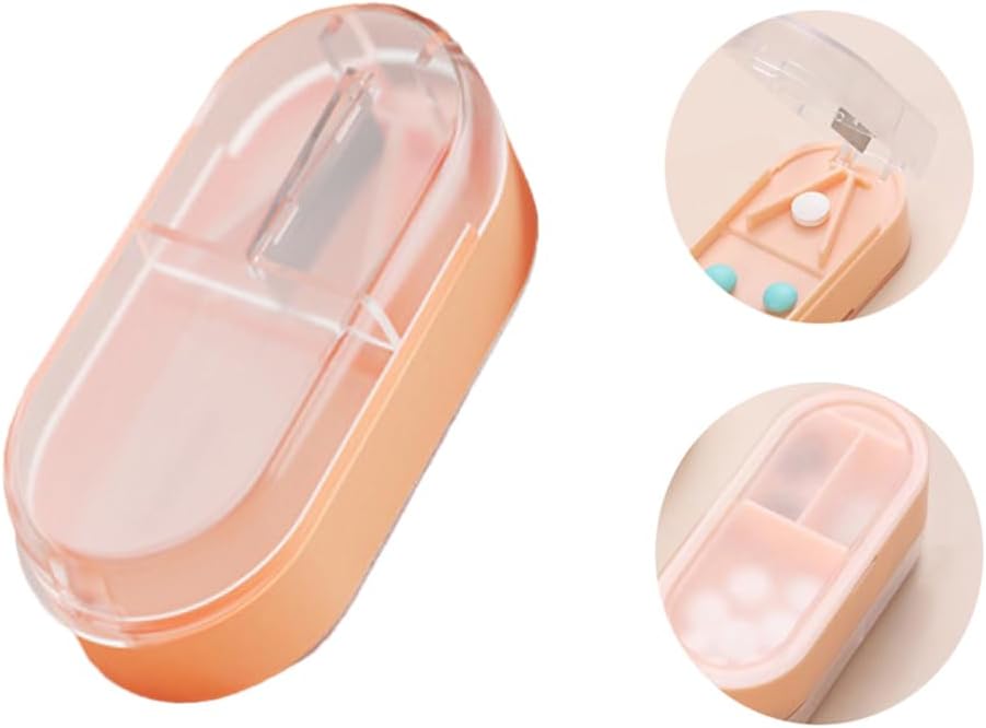 Pill Cutter, Pil Pill Profesional Splitter untuk Pemotongan Pil Kecil atau Pil Besar di Setengah (Pink)