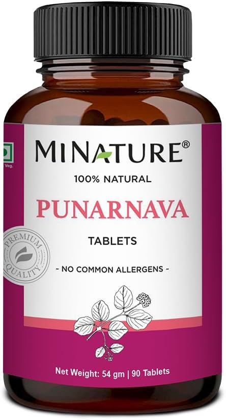 Tablet Punarnava oleh mi Nature 124; 90 Tablet, 1000 mg 124; 45 Hari Supply 124; Herbal Tablet 126; Vegan 124; Boerhavia diverfusa 124; dari India